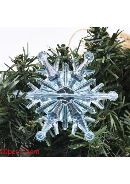 B07-7.5CM-10 Adet 10 Adet Noel Süsler Kristal Akrilik Şeffaf Kar Tanesi Kolye Noel Ağacı Asılı Dekorlar Yeni Yıl Noel Partisi Kaynağı (Yurt Dışından)