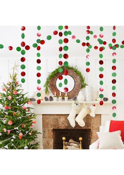 Yuvarlak Yeşil Noel Süslemeleri Ev Için 4 M Pırıltı Yıldız Kar Tanesi Kağıt Garlands Kolye Yeni Yıl 2023 Dekor Noel Navidad 2022 Süsler (Yurt Dışından)