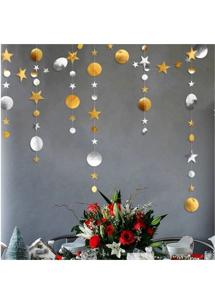 Yuvarlak Yeşil Noel Süslemeleri Ev Için 4 M Pırıltı Yıldız Kar Tanesi Kağıt Garlands Kolye Yeni Yıl 2023 Dekor Noel Navidad 2022 Süsler (Yurt Dışından)