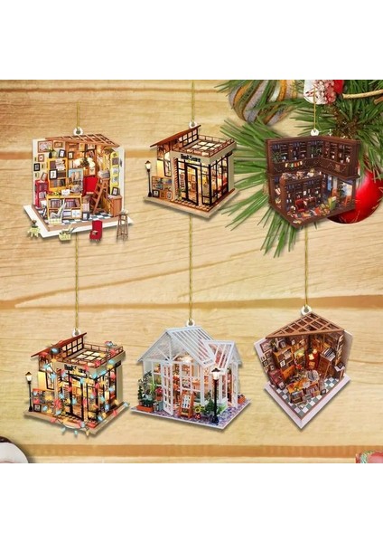 Bir Noel Dollhouse Minyatürleri Yaratıcı Kitap Evi Süsleme Asılı Süsler Akrilik Zencefilli Ev Dekorasyonu (Yurt Dışından) modelleri