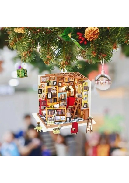 Bir Noel Dollhouse Minyatürleri Yaratıcı Kitap Evi Süsleme Asılı Süsler Akrilik Zencefilli Ev Dekorasyonu (Yurt Dışından) fırsatları