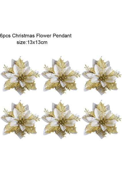 Altın Parıltılı Çiçek 2023 Yeni Yıl Süsleri 6 Adet / Grup Noel Ağacı Süslemeleri Boyalı Icicle Koni Şeker Chrismtas Kolye Noel Navidad Ev Dekor (Yurt Dışından) fiyatları