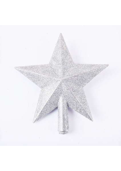 Gümüş 15CM Noel Ağacı Üst Yıldız 15/20CM Merry Christmas Süslemeleri Parlak Altın Tozu Beş Köşeli Yıldız Yılbaşı Süslemesi (Yurt Dışından)