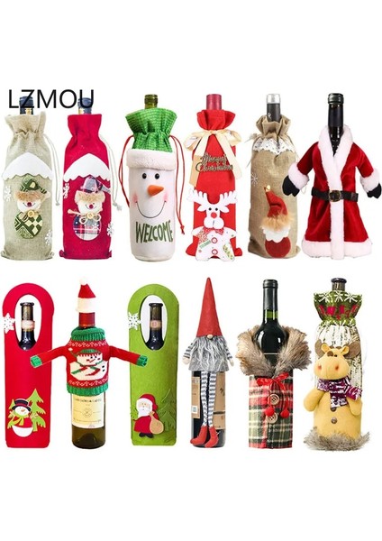 L1-Noel Baba Yeni Yıl 2023 Hediye Noel Baba Şarap Şişesi Toz Kapağı Noel Noel Ev Navidad Için Noel Süslemeleri 2022 Yemeği Masa Dekor (Yurt Dışından)