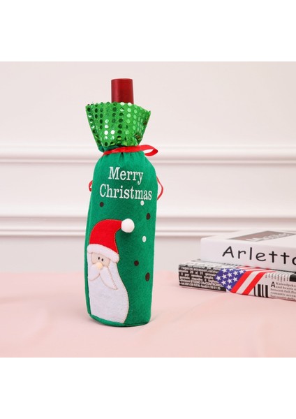 13X25 cm Elk Noel Süslemeleri Noel Baba Şarap Şişesi Kapakları Kardan Adam Şampanya Hediyeler Çanta Payetler Noel Ev Yemeği Parti Masa Dekorları (Yurt Dışından) modelleri