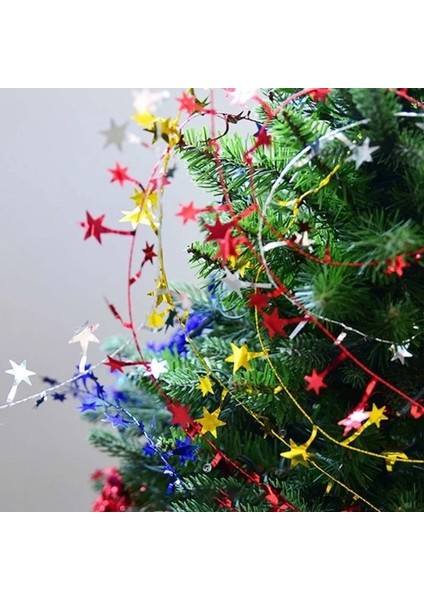 Gül 7.5 M Yıldız Garland Noel Ağacı Dekorasyon Düğün Dıy El Sanatları Parti Malzemeleri Noel Yıldız Tinsel Garland Tel Ev Dekor (Yurt Dışından) modelleri