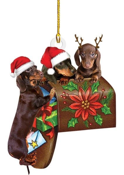 D Bir Boyut Yeni Yıl Şenlikli Parti Malzemeleri Odası Dekorasyon Noel Hediyesi 2023 Noel Ağacı Kolye Sevimli Kitty Köpek Kedi Hayvan Damla Süsleme (Yurt Dışından)