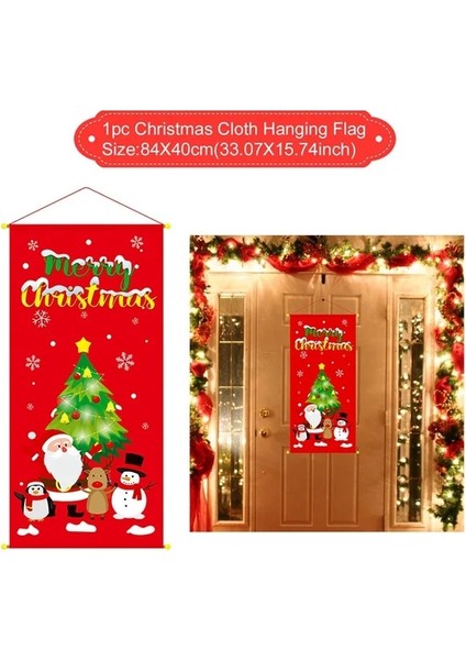 Stil 5 Noel Banner Bayrağı Noel Baba Noel Ağacı Banner Noel Dekorasyon Ev Için 2023 Noel Süsler Hediyeler Navidad Yeni Yıl (Yurt Dışından)