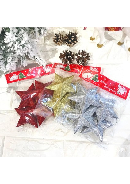 Gümüş 5 cm Noel Süslemeleri Altın Tozu Beş Köşeli Yıldız Noel Ağacı Dekorasyon Asılı Süsler Yıldız Zanaat (Yurt Dışından) modelleri