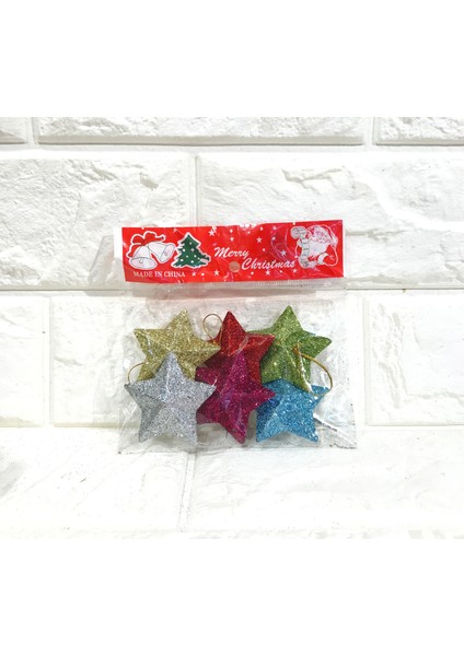 Gümüş 5 cm Noel Süslemeleri Altın Tozu Beş Köşeli Yıldız Noel Ağacı Dekorasyon Asılı Süsler Yıldız Zanaat (Yurt Dışından) indirimleri