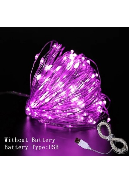 USB Pembe 1 M 10LED 1 M/2 M/3 M/5 M/10 M Peri Dize Işıklar LED USB Açık Pil Kumandalı Çelenk Noel Süslemeleri Noel Yeni Yıl Süsler Dekor (Yurt Dışından)