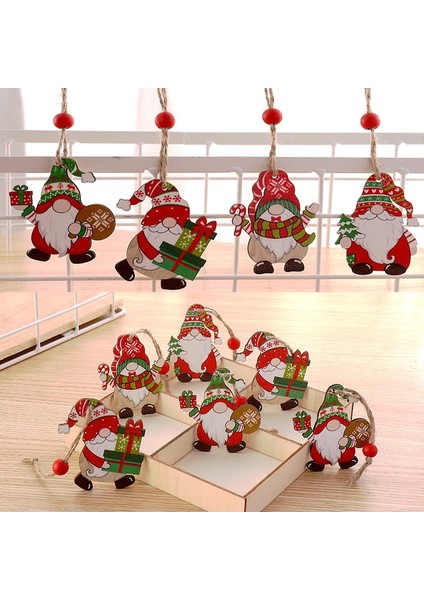 243-ARABA Navidad 2022 Noel Ağacı Boyalı Ahşap Kolye 12 Adet/kutu Gnome Süsler Ev Yeni Yıl 2023 Dekor Için Noel Dekorasyon (Yurt Dışından)