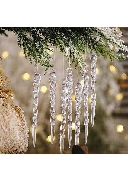 Glitter Gümüş 3pcs 3/6/12PCS Navidad 2023 Ev Için Noel Süslemeleri Simülasyon Buz Noel Ağacı Asılı Süsleme Sahte Saçağı Sahne Yeni Yıl 2024 (Yurt Dışından) modelleri