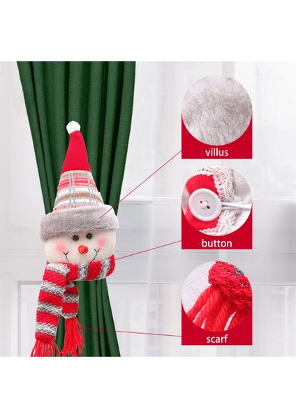 13 Noel Perde Toka Tieback Santa Kardan Adam El Perde Tiebacks Tutma Raptiye Toka Kelepçe Pencere Dekorasyonu Süsler (Yurt Dışından) fırsatları