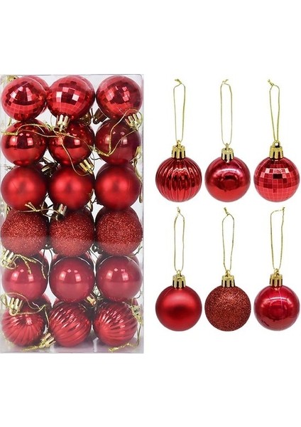 O04 36 Parça 4 cm 1 Kutu Gül Altın Plastik Noel Topları Süs 4 cm Asın Kolye Topu Kapalı Yeni Yıl Noel Ağacı Dekor Ev Noel Dekorasyon (Yurt Dışından)