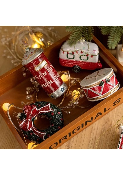 Beyaz Araba Noel Renkli Şekilli Top Yılbaşı Ağacı Dekoratif Kolye Noel Hediyesi Çanta Araba Evi Kardan Adam Garland Kolye (Yurt Dışından)