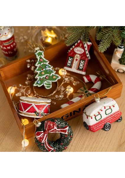 Beyaz Araba Noel Renkli Şekilli Top Yılbaşı Ağacı Dekoratif Kolye Noel Hediyesi Çanta Araba Evi Kardan Adam Garland Kolye (Yurt Dışından) modelleri