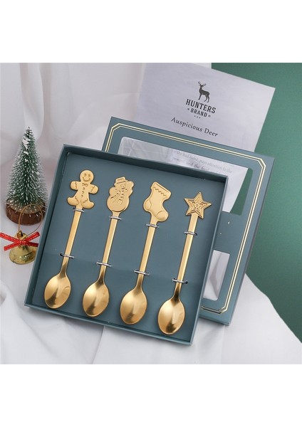 Altın Ağacı-Çatal 4 Adet Yeni Yıl Noel Kaşık Çatal Noel Süslemeleri Ev Için Noel Hediyeleri Navidad 2023 Noel Sofra Dekor Çocuklar Hediyeler (Yurt Dışından)