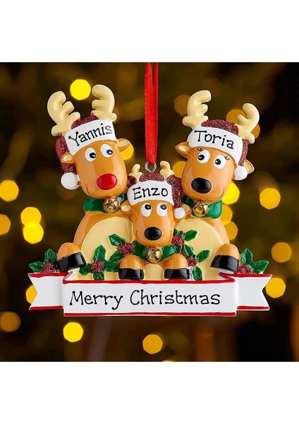 5 Geyik Kafaları Kişiselleştirilmiş Ren Geyiği Ailesi Noel Ağacı Biblo Yeni Yıl Noel Asılı Kolye Süsleme Elk Geyik Aile Dekorasyon Hediye (Yurt Dışından) fırsatları