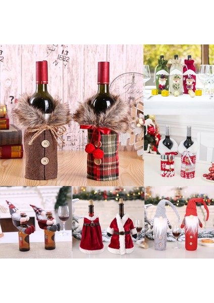 Kırmızı Santa Fengrise Noel Süslemeleri Ev Için Noel Baba Şarap Şişesi Kapağı Kardan Adam Çorap Hediye Sahipleri Noel Navidad Dekor Yeni Yıl (Yurt Dışından)