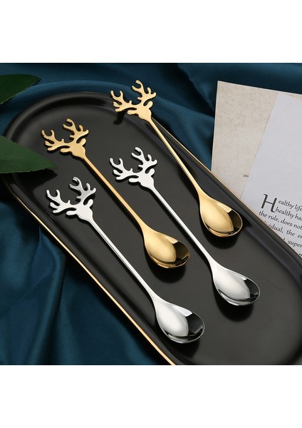 Altın 4 Adet Navidad 2023 Zencefilli Kurabiye Adam Paslanmaz Çelik Kaşık Noel Partisi Kahve Kaşığı Noel Süslemeleri Noel Doğum Hediye Süsler (Yurt Dışından)