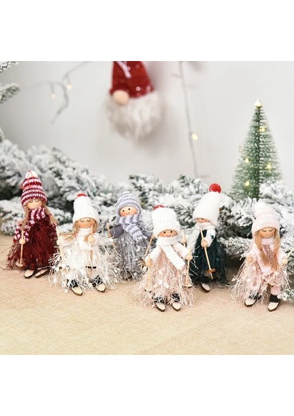 Pembe Çocuk Yeni Yıl 2022 Yılbaşı Ağacı Süsleri Sevimli Melek Kayak Bebekleri Kolye Navidad 2021 Ev Dekor Yılbaşı Ağacı Süsleri Noel Hediyesi (Yurt Dışından) modelleri