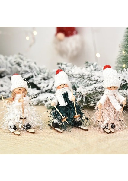 Pembe Çocuk Yeni Yıl 2022 Yılbaşı Ağacı Süsleri Sevimli Melek Kayak Bebekleri Kolye Navidad 2021 Ev Dekor Yılbaşı Ağacı Süsleri Noel Hediyesi (Yurt Dışından) indirimleri