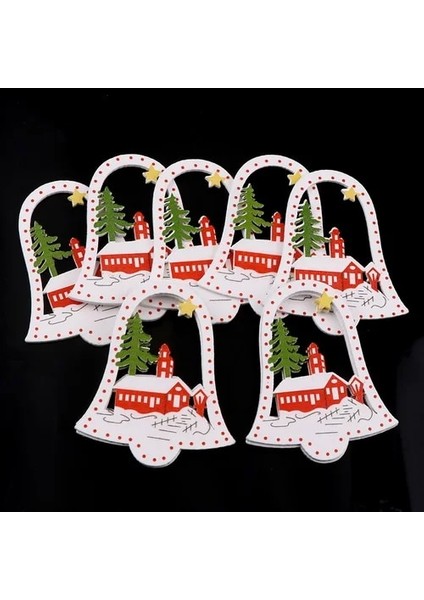 No5 10 Adet Ahşap Dıy Noel Ağacı Askı Süsleri Kolye Çan Noel Baba Yeni Yıl Dekor Noel Süslemeleri Ev Için (Yurt Dışından)