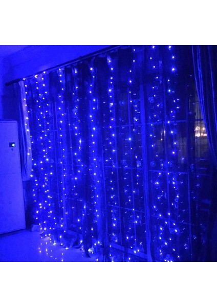 Mavi 6m x 2m 400LED Perde LED Dize Işıklar Noel Dekorasyonu 3m Uzaktan Kumanda Tatil Düğün Peri Çelenk Işıkları Yatak Odası Dış Mekan Ev Için (Yurt Dışından)