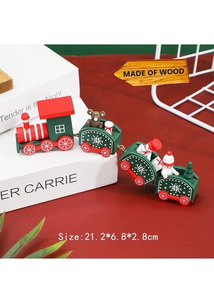 F1-Green Yeni Yıl 2024 Noel Ahşap Tren Süsleme Noel Baba Kardan Adam El Sanatları Noel Partisi Dekoru Çocuklar Hediyeler ile Sevimli Boyalı Oyuncak Tren (Yurt Dışından)