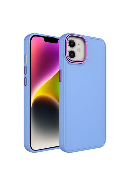 iPhone 12 Kılıf Metal Çerçeve ve Buton Tasarımlı Silikon Luna Kapak