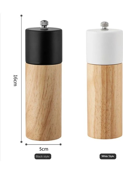 Ahşap Baharat Karabiber Tuz Öğütücü Değirmen Tuzluk Baharatlık 16 cm 2'li Set Meşe Ağacı