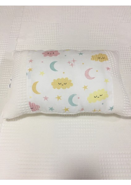 Busebabyhome Krem , Müslin ve Ponponlu Alt Açma , Yastık ve Battaniye 3'lü Set