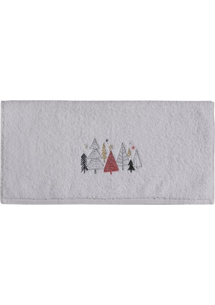 Yılbaşı Çam Ağaçları Nakışlı Hediyelik 50X90 Tekli El Havlusu