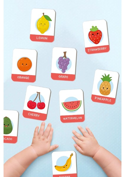 Ahşap Eğitici Kartlar Meyveleri Öğreniyorum Ingilizce Öğrenme Kartları Flash Cards