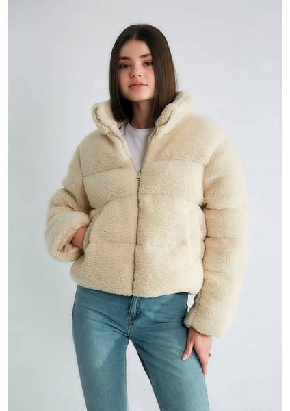 Bej Peluş Mont