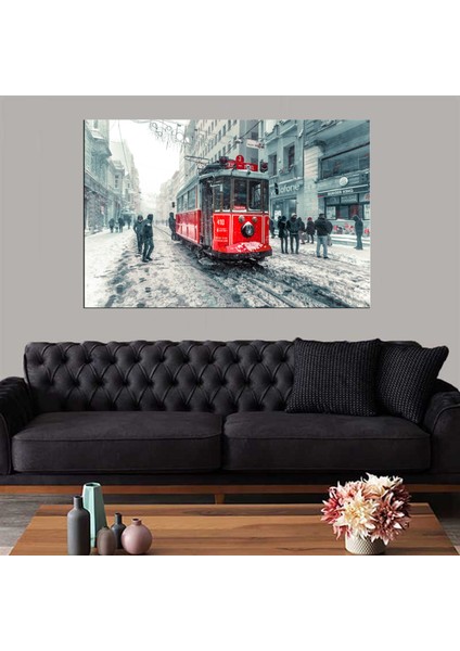 Dekoratif Baskı Beyoğlu Tramvay Kanvas Tablo