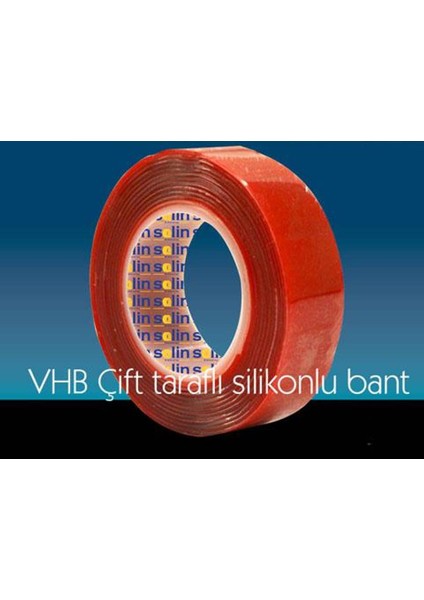 XML Evreni Çift Taraflı Akrilik Silikonize Bant 18 mm x 2 Metre Kırmızı Vhb