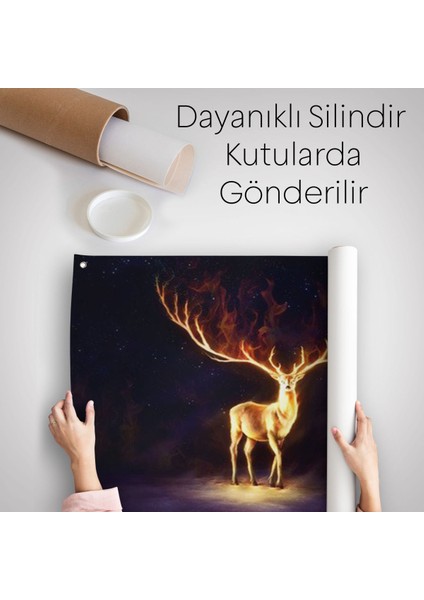 Sürreal Sarı Geyik Duvar ÖRTÜSÜ-HALISI-6649