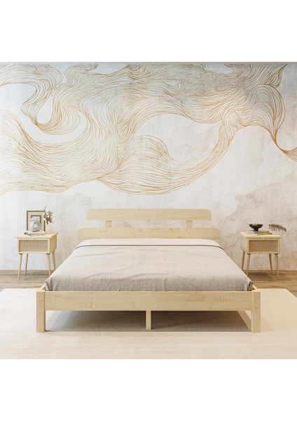 Lotus Model Vernikli Çam Ahşap Karyola