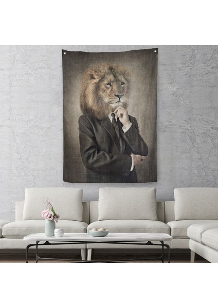 Aslan Kafalı Insan Duvar Örtüsü - HALISI-4993