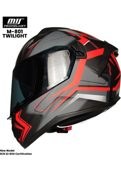 M-801TWILIGHT Kapalı Güneş Vizörlü Motosiklet Kaskı