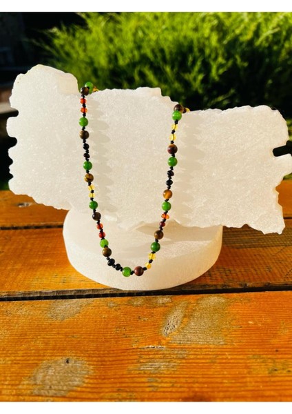 Sertifikalı Bebek Kehribar Kolye Kehribar - Yeşim - Kaplan Gözü fırsatları