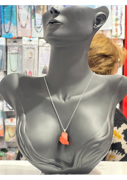 Sertifikalı Orijinal Işlenmemiş Doğal Taş Jasper Kolye Sürpriz Hediyeli