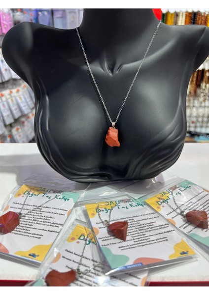 Sertifikalı Orijinal Işlenmemiş Doğal Taş Jasper Kolye Sürpriz Hediyeli modelleri