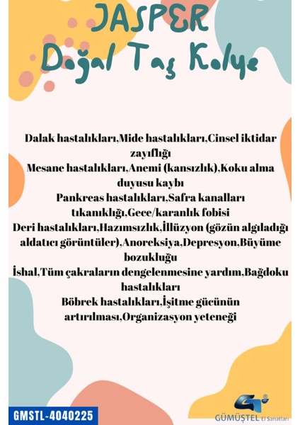 Sertifikalı Orijinal Işlenmemiş Doğal Taş Jasper Kolye Sürpriz Hediyeli indirimleri