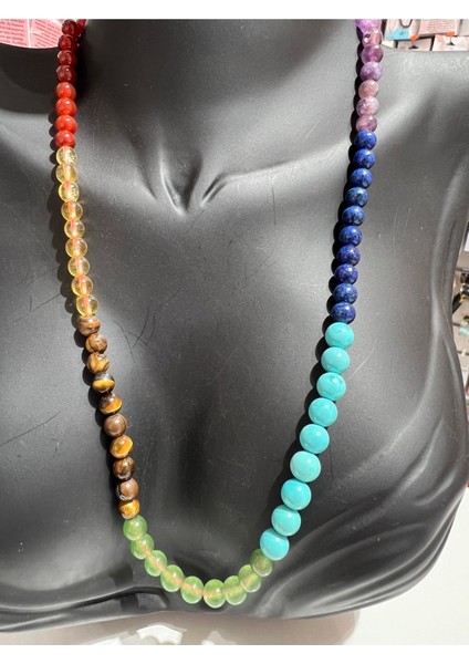 Sertifikalı Doğal Taş 7 Çakra Tasarım Kolye