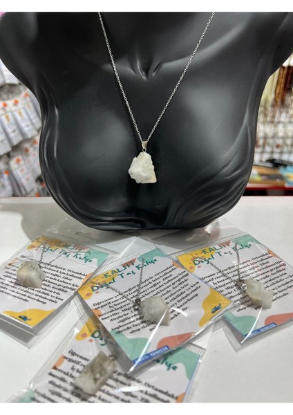 Sertifikalı Işlenmemiş Doğal Taş Kalsit Kolye Sürpriz modelleri