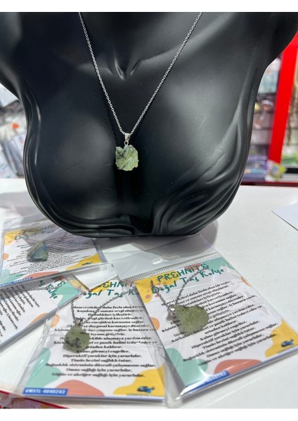 Sertifikalı Orijinal Işlenmemiş Doğal Taş Prehnite Kolye modelleri