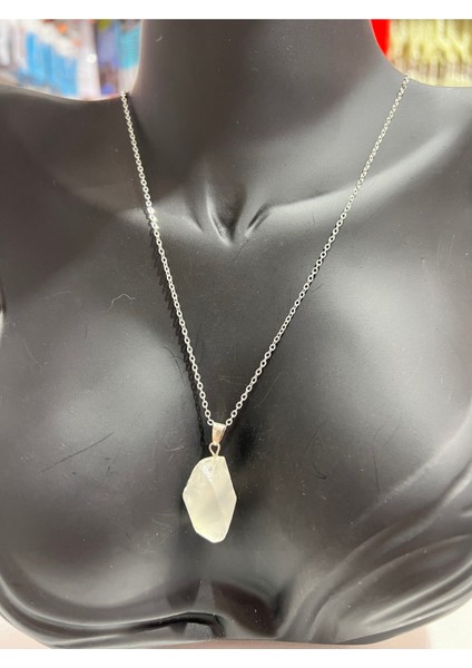 Sertifikalı Orijinal Işlenmemiş Doğal Taş Kristal Kuvars Kolye Sürpriz